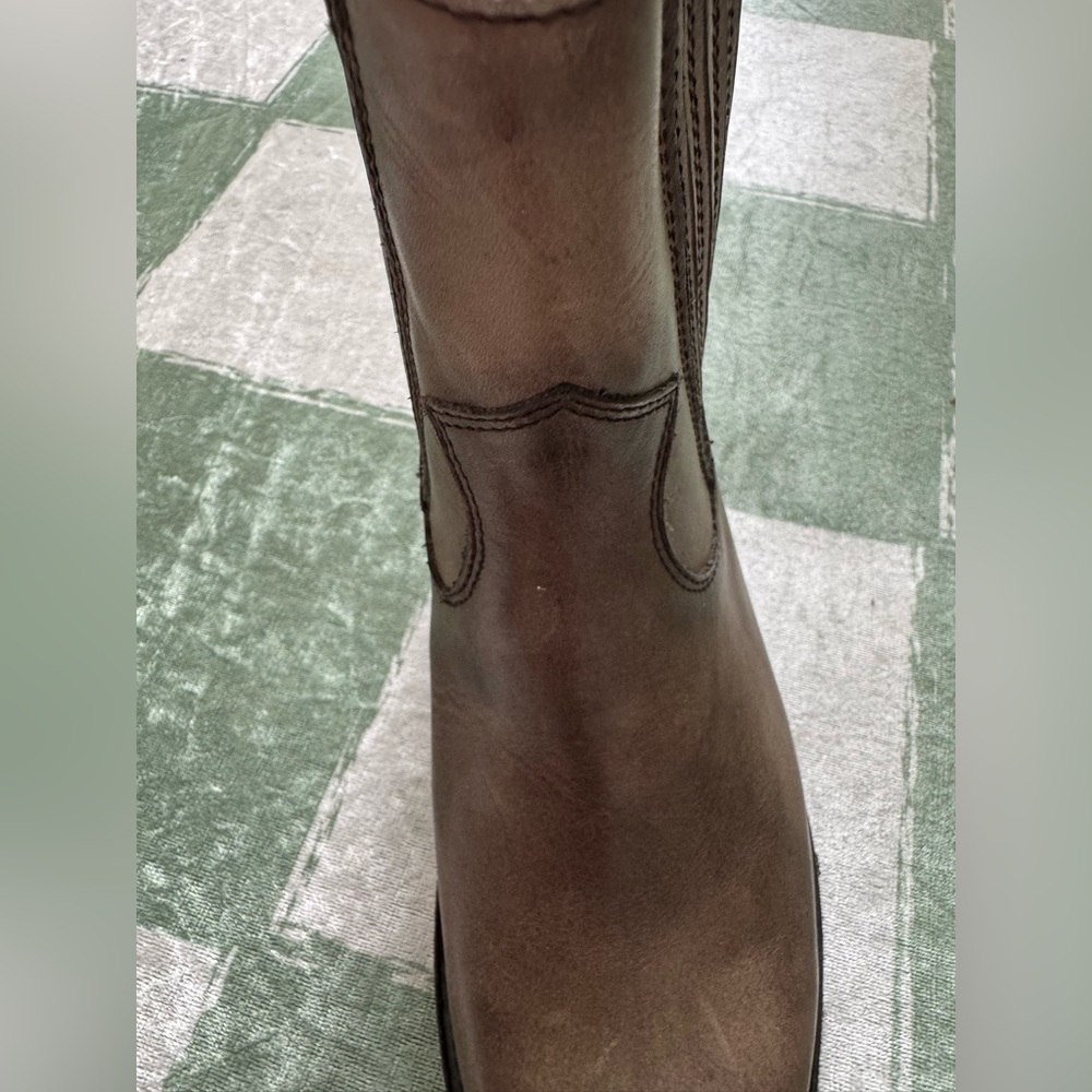 Frye Gray Leather Distressed Ankle Boots - Picture 9 of 12